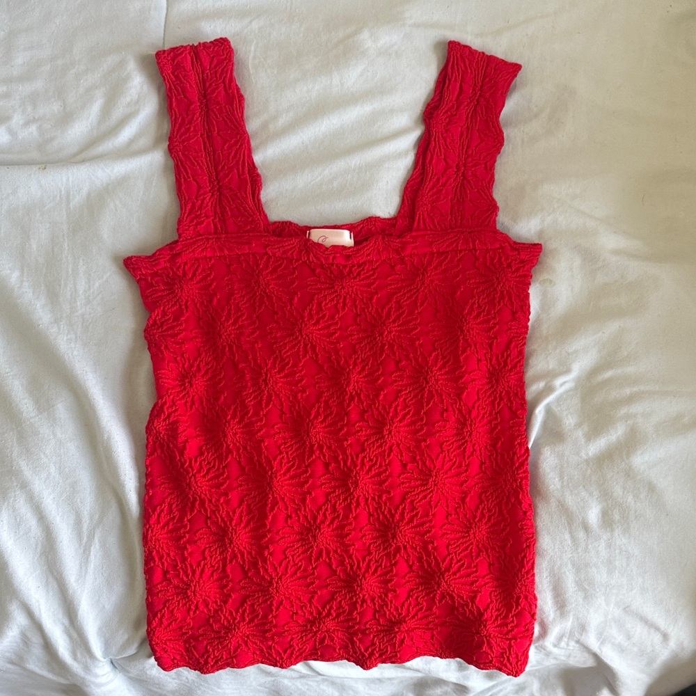 Bohme Vibrant Red Textured Tank Top